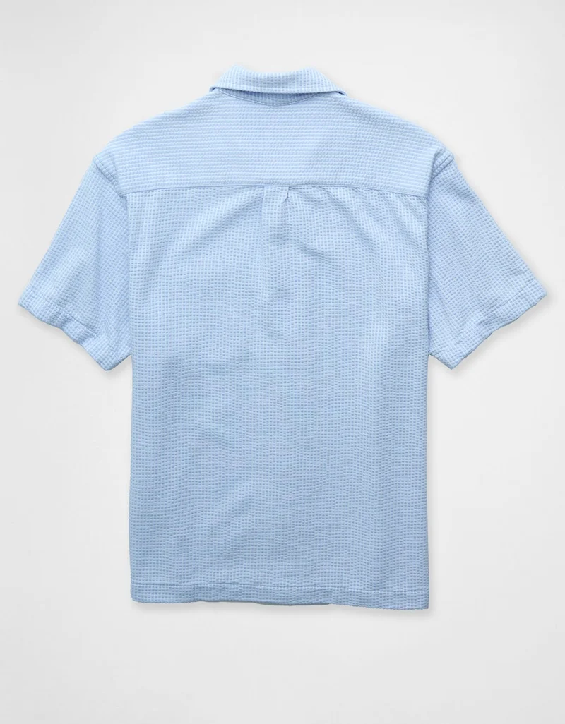 American Eagle AE Seersucker Button-Up Camp Shirt