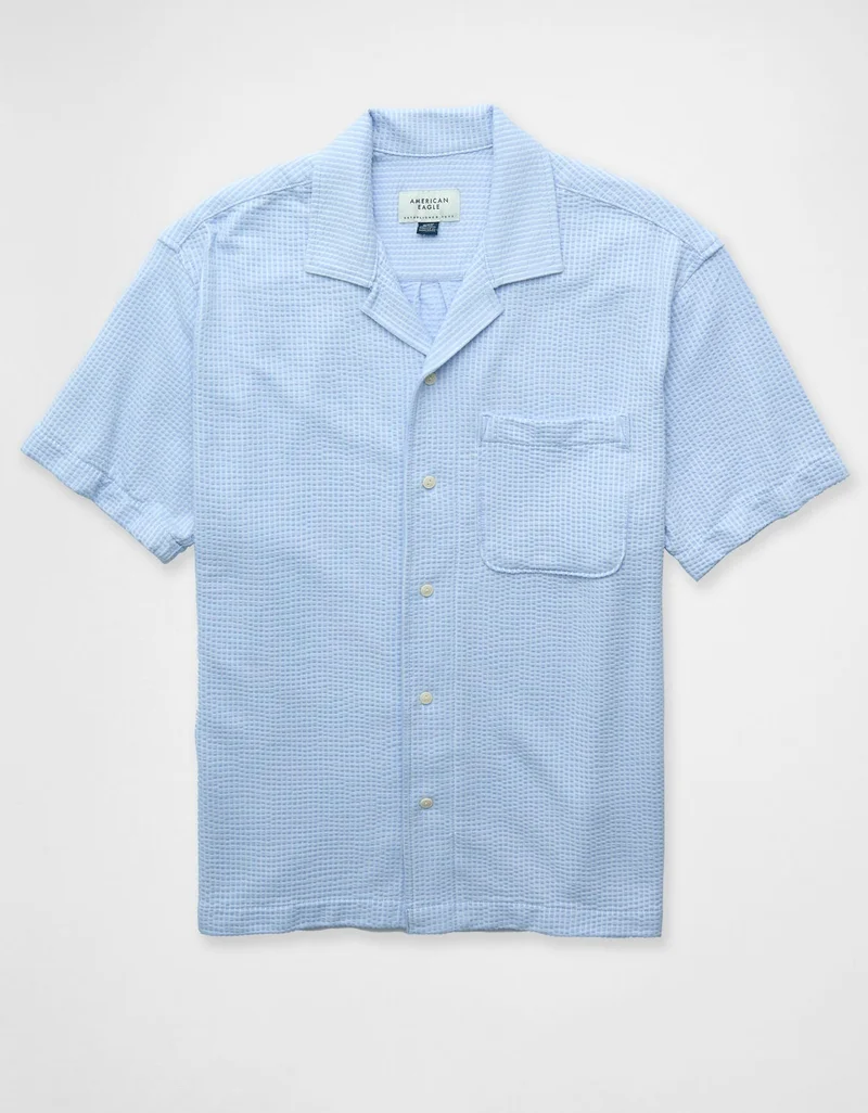 American Eagle AE Seersucker Button-Up Camp Shirt