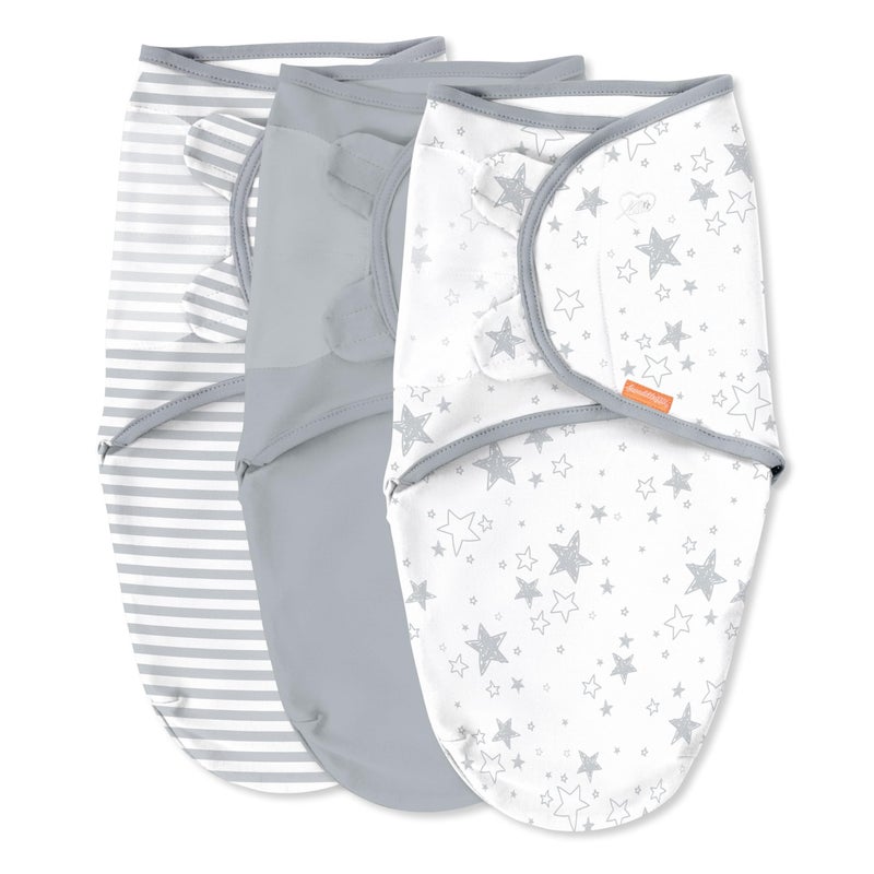 SwaddleMe by Ingenuity Original Swaddle, 100% Cotton, Improves Sleep & Calms Startle Reflex, 0-3 Months, 3-Pack - Twinkle Twinkle - Image 1