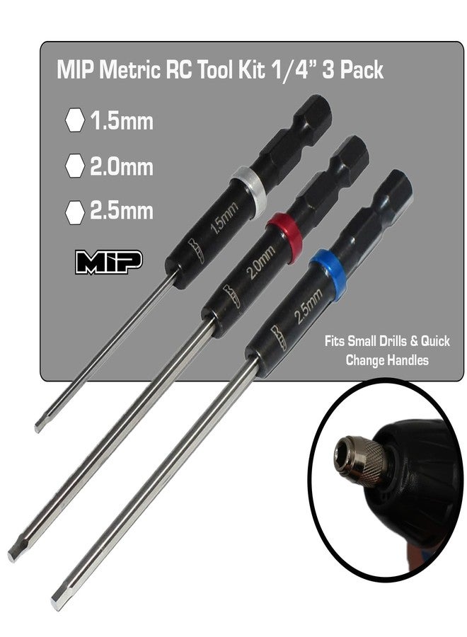 MIP Metric 3 Pack 1.5mm 2.0mm 2.5mm Speed Tip 1/4" Drive Bits Hex Allen Driver Wrench Tool Set Gen RC Tools - Image 2