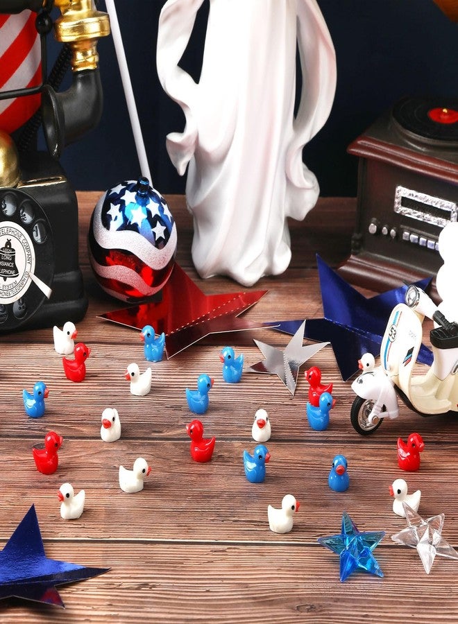 DTOFOOT 100 Pcs Patriotic Mini Ducks 4th of July Resin Duck Red White Blue Tiny Ducks Mini Resin Duck Figures Bulk for Independence Day Memorial Day Home Party Decor - Image 4