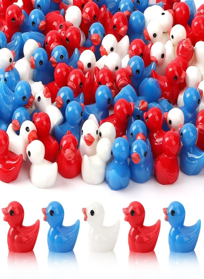 DTOFOOT 100 Pcs Patriotic Mini Ducks 4th of July Resin Duck Red White Blue Tiny Ducks Mini Resin Duck Figures Bulk for Independence Day Memorial Day Home Party Decor - Image 1