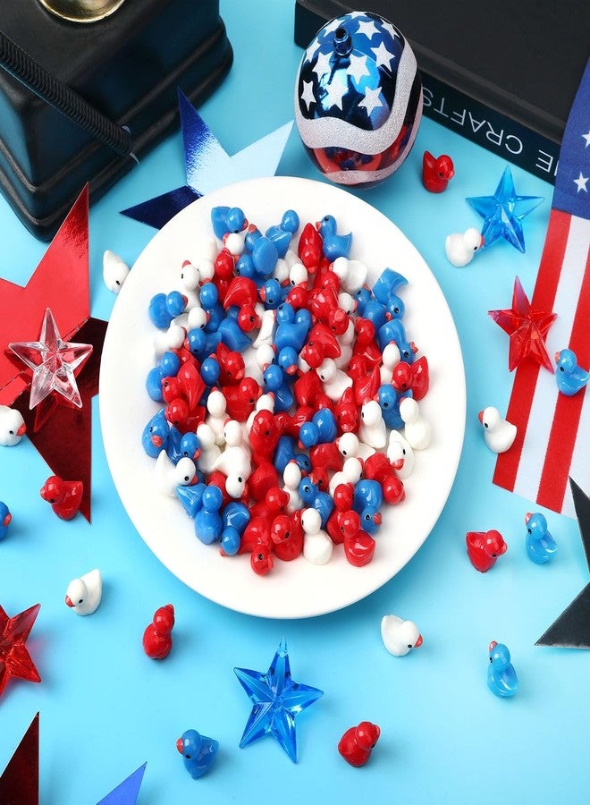 DTOFOOT 100 Pcs Patriotic Mini Ducks 4th of July Resin Duck Red White Blue Tiny Ducks Mini Resin Duck Figures Bulk for Independence Day Memorial Day Home Party Decor - Image 3