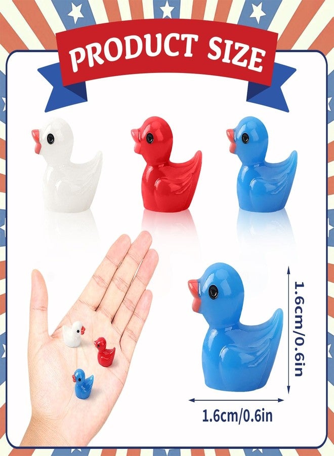 DTOFOOT 100 Pcs Patriotic Mini Ducks 4th of July Resin Duck Red White Blue Tiny Ducks Mini Resin Duck Figures Bulk for Independence Day Memorial Day Home Party Decor - Image 2