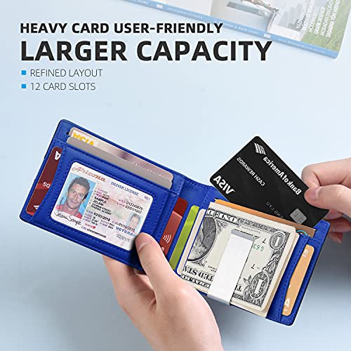 Zitahli Money Clip Wallets for Men,Slim Bifold Wallet 10-12 Cards, Mens Leather Wallet with ID Window,RFID Blocking Thin Minimalist Credit Card Holder,Gifts for Him - Image 2