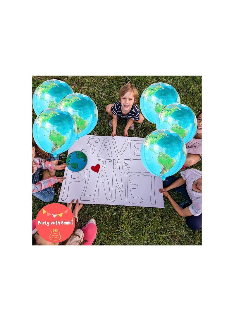Party with Emma 6 Pieces Globe Balloons Earth Day Big 22 Inch Globe Decorations  - Image 3