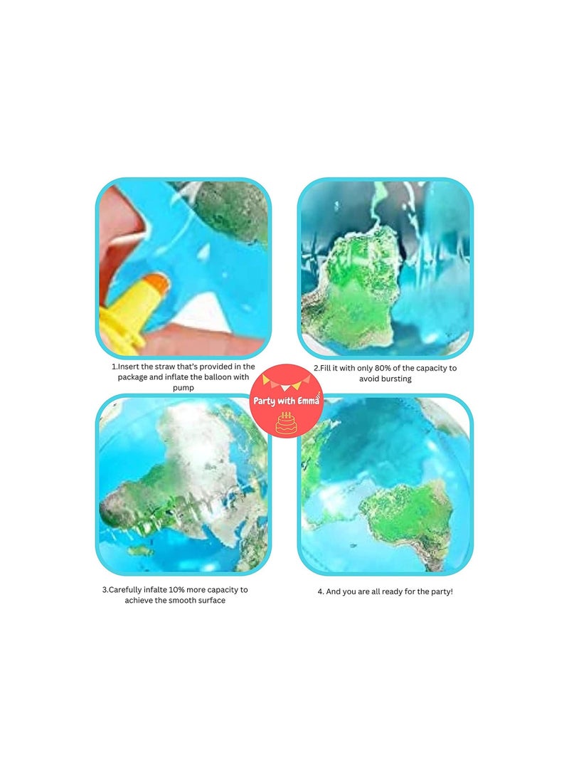 Party with Emma 6 Pieces Globe Balloons Earth Day Big 22 Inch Globe Decorations  - Image 2