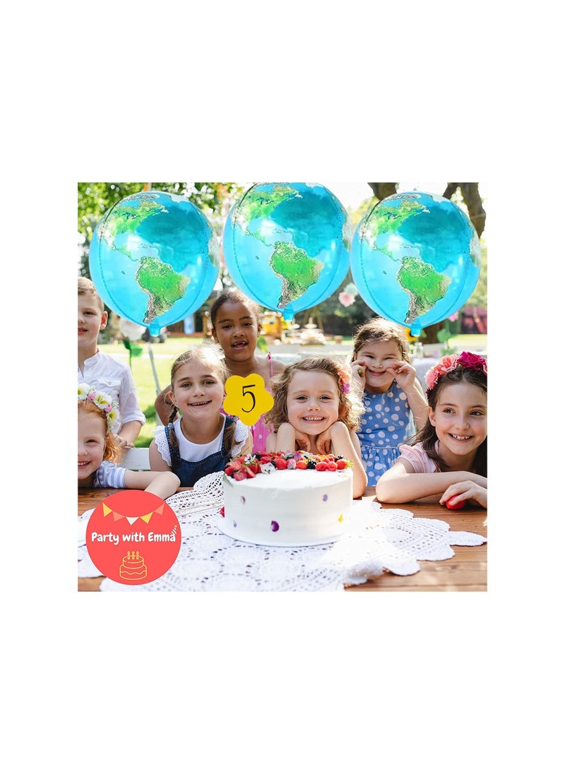 Party with Emma 6 Pieces Globe Balloons Earth Day Big 22 Inch Globe Decorations  - Image 4