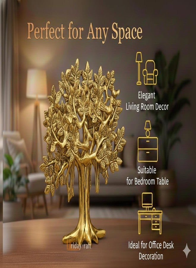KridayKraft Handcrafted Metal Kalpavriksha Tree of Life for Home Decor, Aluminium Banyan Tree Showpiece - Office & Gifts - Vastu Shastra Spiritual Good Luck Statue (Height: 21 cm, Weight: 360 Gm) - Image 3