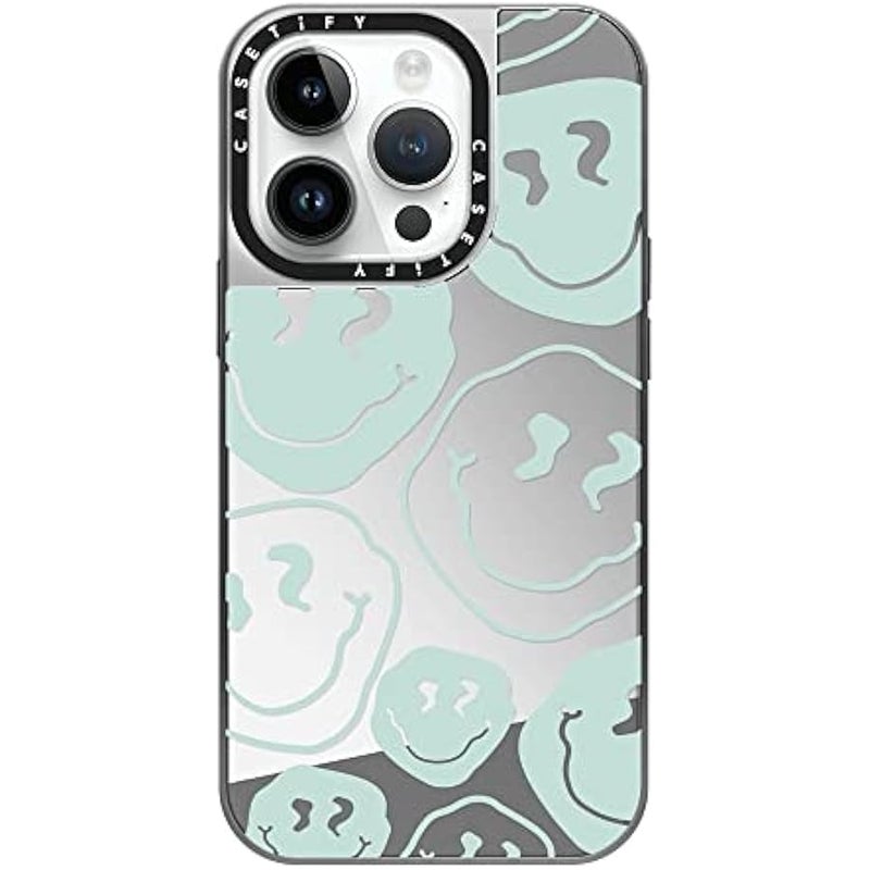 Casetify Mirror Case for iPhone 14 Pro Compatible with Magsafe - Aqua Transparent - Silver on Silver - Image 2