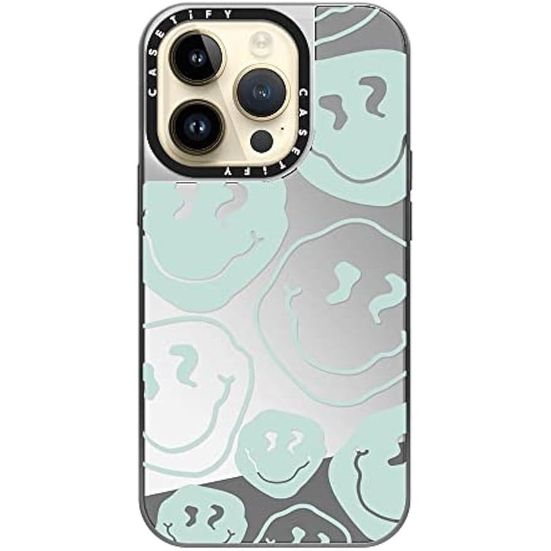 Casetify Mirror Case for iPhone 14 Pro Compatible with Magsafe - Aqua Transparent - Silver on Silver - Image 4