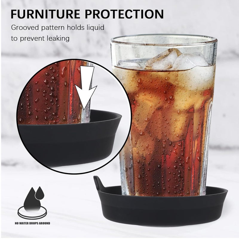 Amooca Automotive Cup Holders Universal Car Cup Coaster Waterproof Non-Slip Sift-Proof Spill Holder Car Interior Accessories 4 Pack Black Floral - Image 5