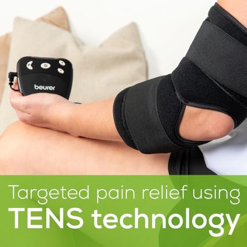 Beurer EM29 2-in-1 Knee and Elbow TENS Machine for Pain Relief with 20 Intensity Levels, 4 Programs, and Reusable Water Contact Electrodes, Digital Muscle Stimulator Device - Image 2