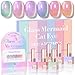 Double Rhythm Cat Eye Gel Nail Polish Set of 6 Same Color Same Bottle 0.5 Oz Shimmer Glitter with Magnet Holographic Reflective Magnetic UV Nail Polish Kit at Home (Mermaid Pink Rose-T6-31) - Image 2