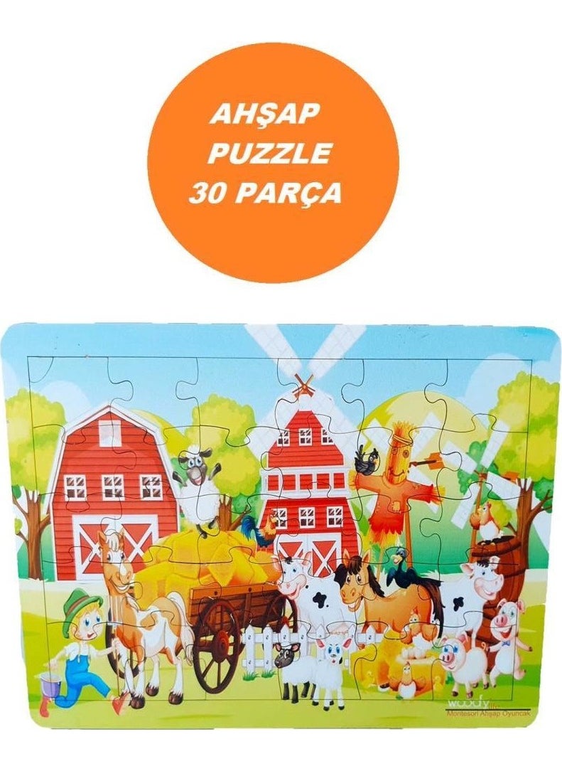 Woody Life - Woodylife 15 Animal Farm 30 Piece Wooden Puzzle Kids Toy - Image 1