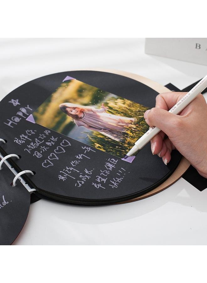 Bluejw Creative DIY Wooden Round Photo Album Album Children's Growth Album Cartoon New Album - Image 4