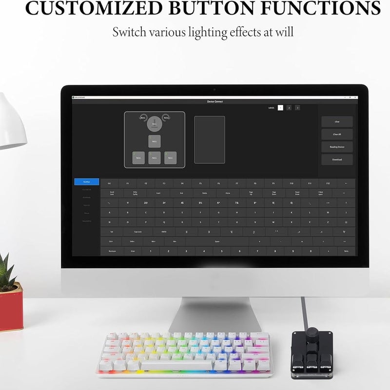 Jeanoko 4 Key 1 Knob Keyboard, USB Mini Mechanical Keyboard with Blue Switch Programmable Macro RGB Backlight, for Gaming Meetings Concerts, Black - Image 3