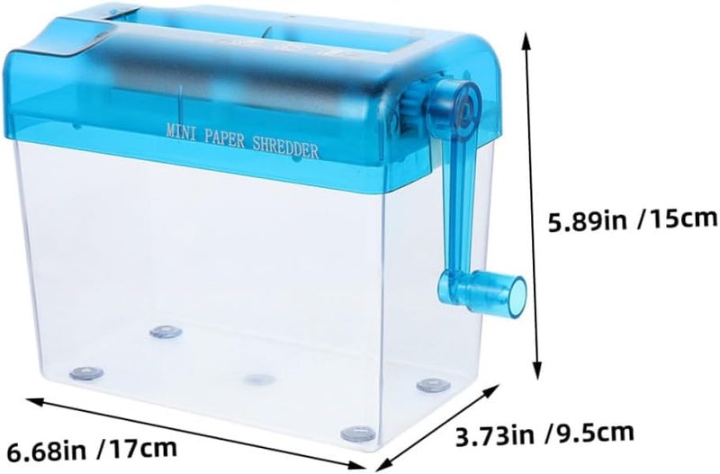 Beavorty 2pcs Manual Handheld Paper Shredder Mini Portable Desktop Paper Shredder for Home Office Documents with Hand Crank in Pink and Blue - Image 2