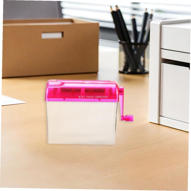 Beavorty 2pcs Manual Handheld Paper Shredder Mini Portable Desktop Paper Shredder for Home Office Documents with Hand Crank in Pink and Blue - Image 5