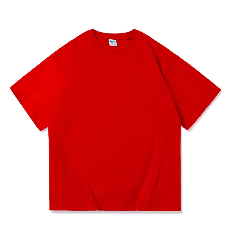 Wholesale fashion brand Klein blue summer popular loose plus size couple solid color cotton short sleeve T-shirt - Image 4