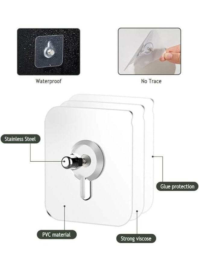 24 Pack Heavy Duty Self Adhesive Hooks - 33lb Max, Transparent, Waterproof, Sticky Wall Hooks for Keys, Bathroom, Shower, Outdoor, Kitchen, Door, Home Improvement, Utility - Image 5