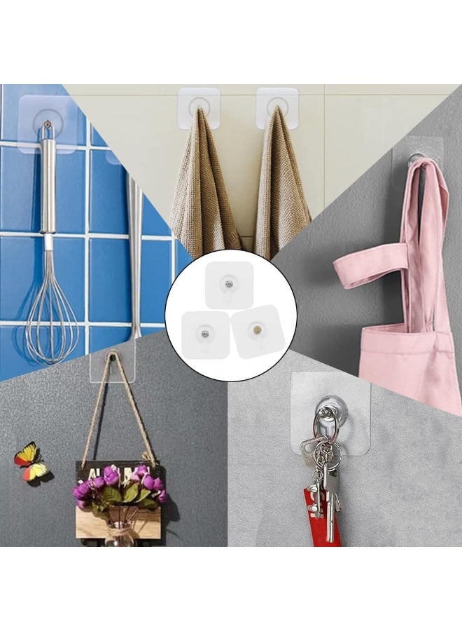 24 Pack Heavy Duty Self Adhesive Hooks - 33lb Max, Transparent, Waterproof, Sticky Wall Hooks for Keys, Bathroom, Shower, Outdoor, Kitchen, Door, Home Improvement, Utility - Image 3