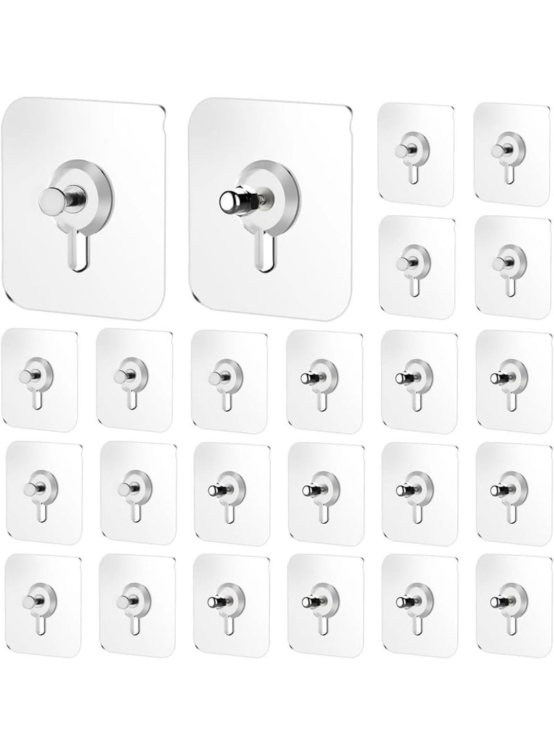 24 Pack Heavy Duty Self Adhesive Hooks - 33lb Max, Transparent, Waterproof, Sticky Wall Hooks for Keys, Bathroom, Shower, Outdoor, Kitchen, Door, Home Improvement, Utility - Image 1