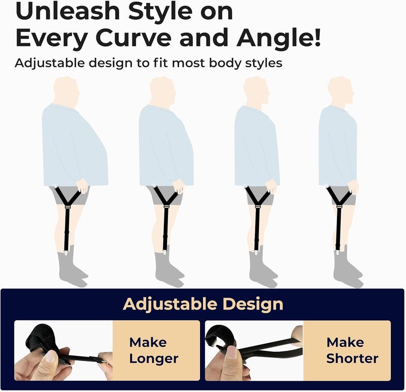 COZI Shirt Stays Adjustable Soft and Smooth Elastic with Non Slip Clips Perfect Sock Garters for Military or Professional - Image 4