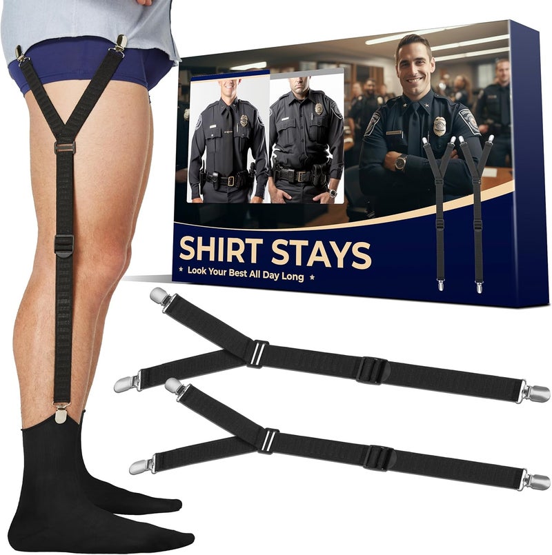COZI Shirt Stays Adjustable Soft and Smooth Elastic with Non Slip Clips Perfect Sock Garters for Military or Professional - Image 1