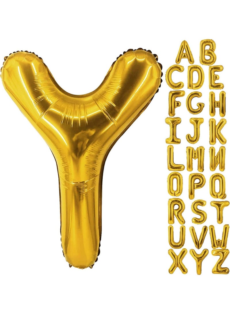 جولد إيدج بالونات هيليوم ذهبية عملاقة مقاس 32 بوصة على شكل حرف Y من رقائق معدنية، بالون مايلر كبير واحد، مستلزمات زينة حفلات أعياد الميلاد وحفلات استقبال المولود (ذهبي Y) - Image 4
