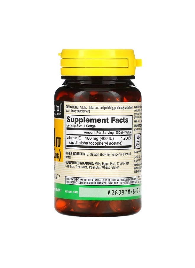 Mason Natural Vitamin E 180 mg 400 IU 100 Softgels  - Image 2