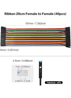 Generic 40pcs 20cm Long Female to Female Header Jumper Wire Dupont Cable Line Connector 40 pin Ribbon Solderless Multicolored for Arduino Raspberry pi Electronic Breadboard Protoboard PCB Board  - Image 2