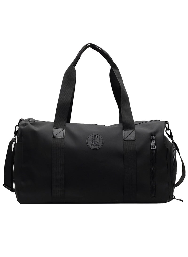 Qiccijoo Travel Duffel Bag Carry on Bag with Shoes Compartment and Wet Pocket for Men Women,35L Weekend Overnight Bag Sports Gym Bag(Black) - Image 1