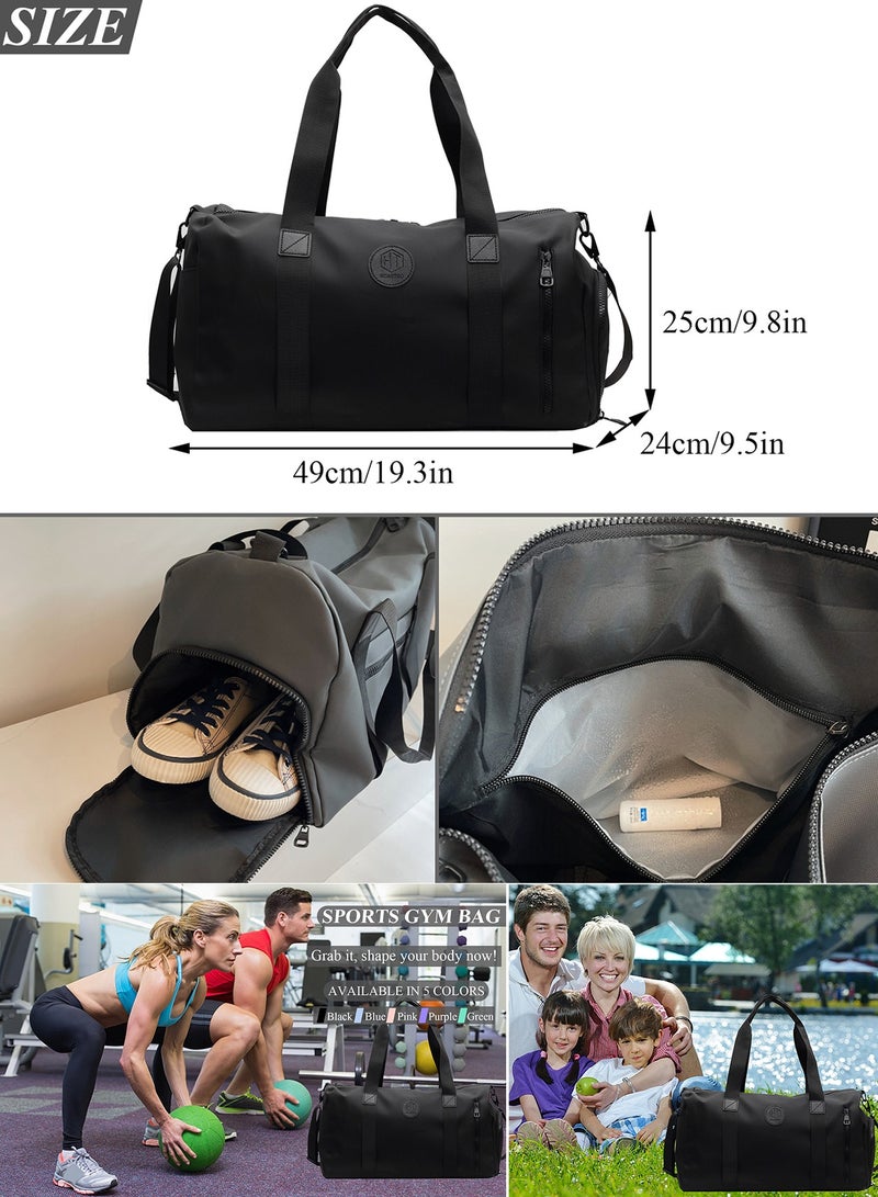 Qiccijoo Travel Duffel Bag Carry on Bag with Shoes Compartment and Wet Pocket for Men Women,35L Weekend Overnight Bag Sports Gym Bag(Black) - Image 2
