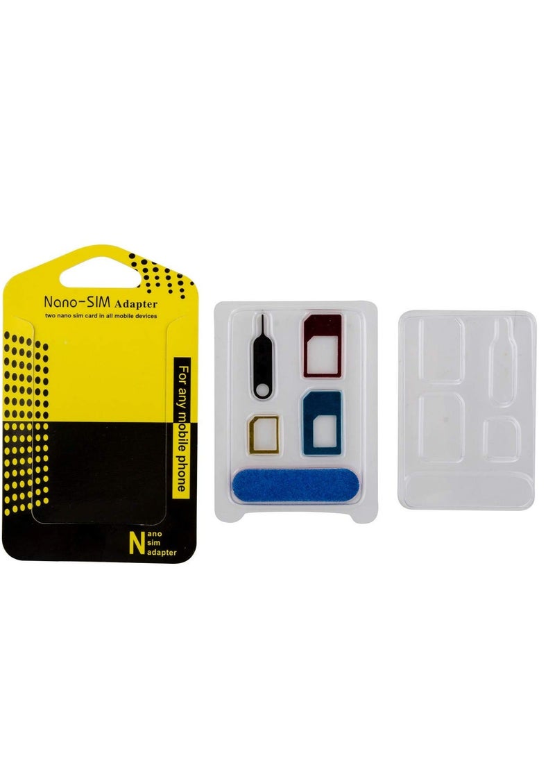 Generic - 5 in 1 SIM Card Adapter Kit Nano Micro Standard Converter Kit Nano to Micro Adapter with Sim Eject Pin Needle - Image 1