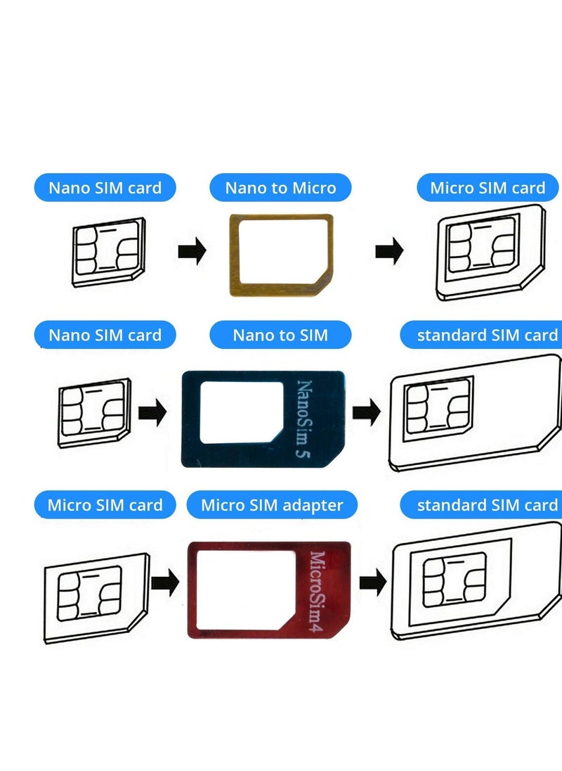 Generic - 5 in 1 SIM Card Adapter Kit Nano Micro Standard Converter Kit Nano to Micro Adapter with Sim Eject Pin Needle - Image 1