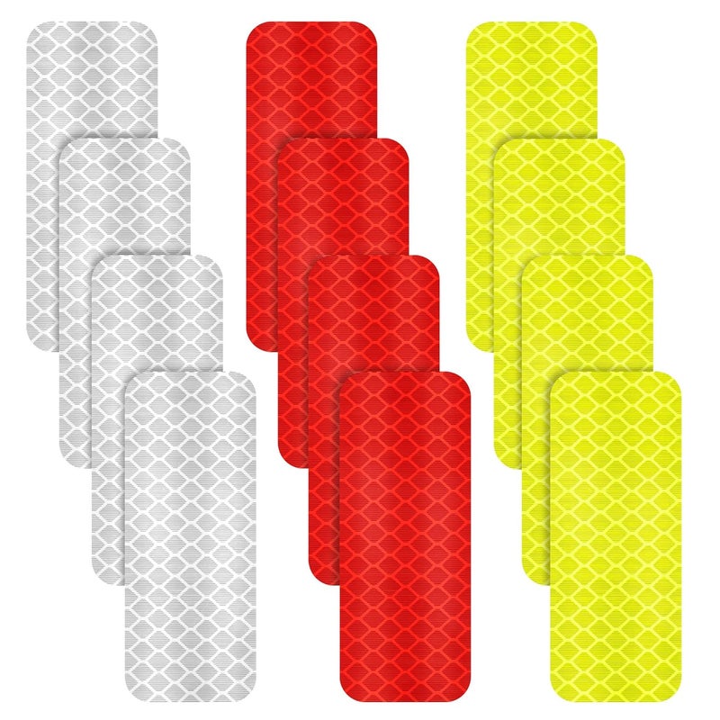 Zonon Warning Reflective Stickers Safety Night Visibility Adhesive Stickers Waterproof Reflective Tape Decal for Vehicle Motorcycle Bicycle, 1.18 x 3.25 Inch(12 Pieces) - Image 1