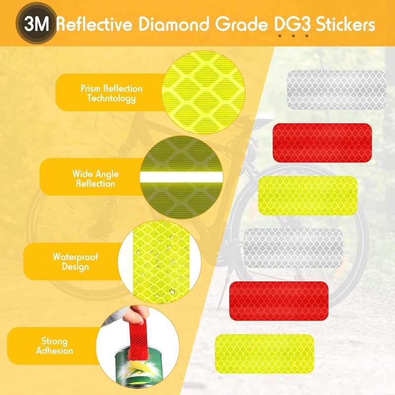 Zonon Warning Reflective Stickers Safety Night Visibility Adhesive Stickers Waterproof Reflective Tape Decal for Vehicle Motorcycle Bicycle, 1.18 x 3.25 Inch(12 Pieces) - Image 3