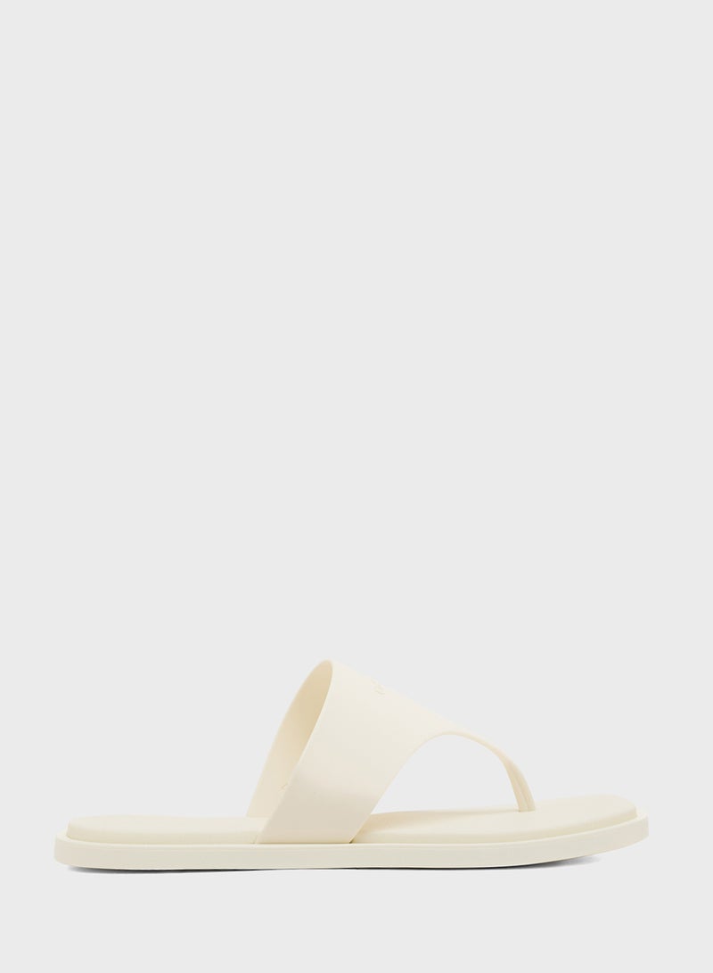 CALVIN KLEIN Toe Post Striped Slides - Image 1