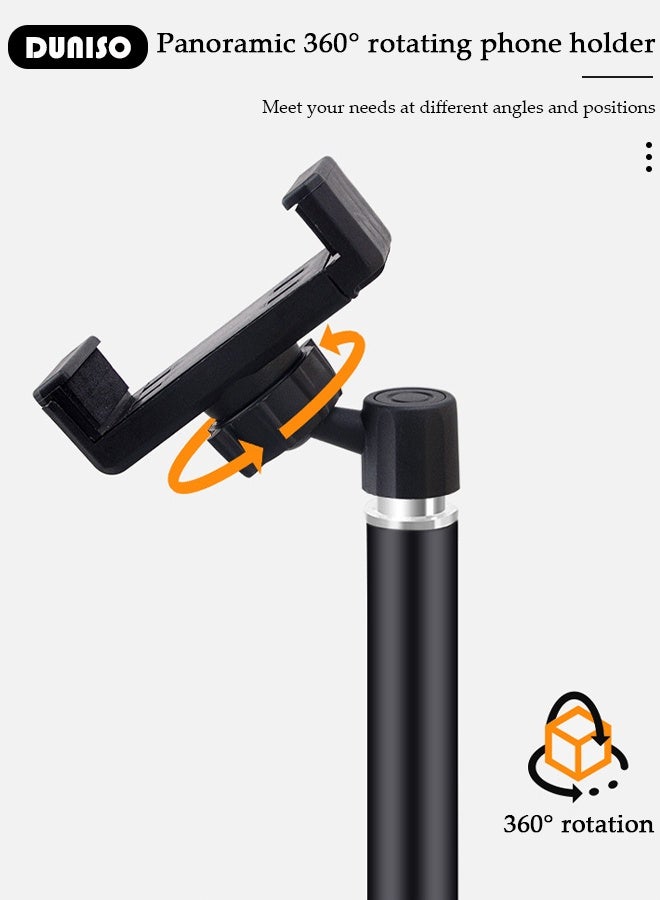 DUNISO Tripod Tablet Floor Stand Portable Phone Tripod Stand Holder with Height Adjustable 360° Rotating Portable iPad Stand Holder Foldable Tablet Holder Mount for All Phones and Tablets - Image 3
