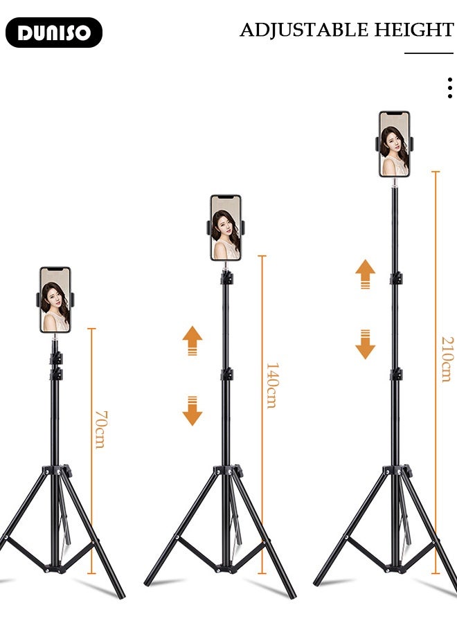 DUNISO Tripod Tablet Floor Stand Portable Phone Tripod Stand Holder with Height Adjustable 360° Rotating Portable iPad Stand Holder Foldable Tablet Holder Mount for All Phones and Tablets - Image 2