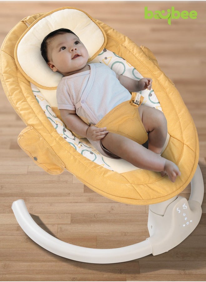 Baybee Lullabies Automatic Electric Baby Swing Cradle for Baby with Adjustable Swing Speed, Recline, Bluetooth & Music | Baby Rocker with Mosquito Net, Safety Belt & Toys | Swing for Baby (Yellow) - pzsku/ZFDB3059E3FC3302523ACZ/45/_/1702560800/cddcbeea-afdb-4cab-9d0c-ec2e8f786434