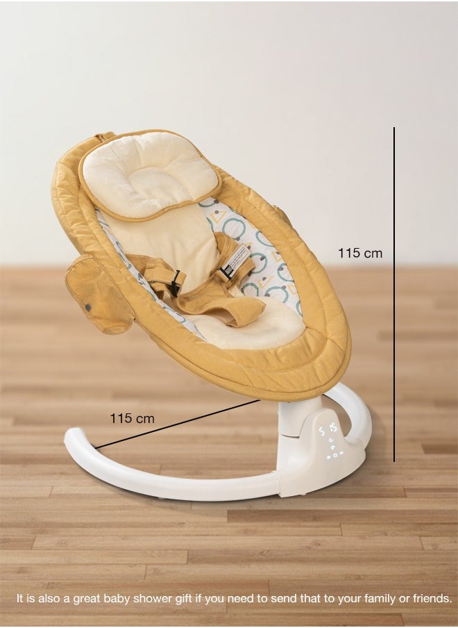 Baybee Lullabies Automatic Electric Baby Swing Cradle for Baby with Adjustable Swing Speed, Recline, Bluetooth & Music | Baby Rocker with Mosquito Net, Safety Belt & Toys | Swing for Baby (Yellow) - pzsku/ZFDB3059E3FC3302523ACZ/45/_/1702560830/e7acb31c-39d4-4ac6-8aad-644468349cc8