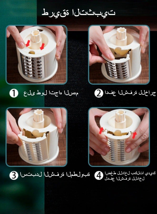 TORNADO Multifunctional Hand-cranked Kitchen Vegetable  Slicer and Grater Household Drum Vegetable Cutter with 2*Slices ,2*Shredded Slices ,2*Grinding Slices - Blue - Image 5