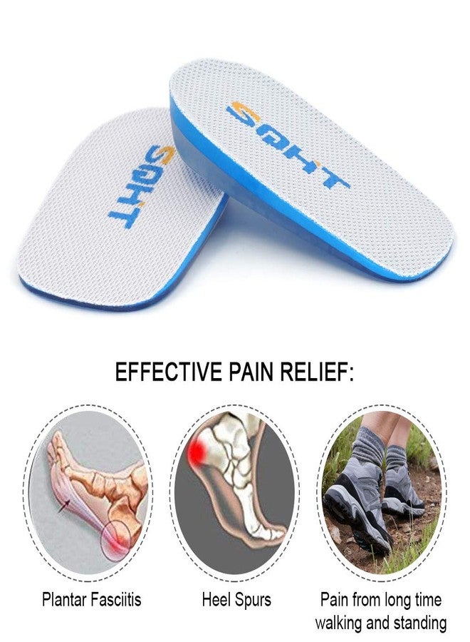 SQHT Height Increase Insoles - Heel Lift Inserts for Leg Length Discrepancies and Achilles Tendonitis, Heel Cups for Men and Women (Large (0.6" Height)) Blue&Beige - Image 3