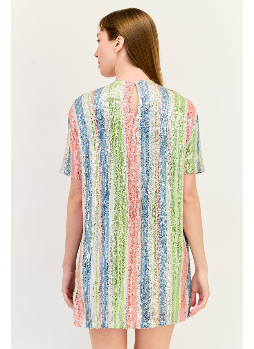 ONLY Women Sequin Detail Mini Dress, Multicolor  - Image 4