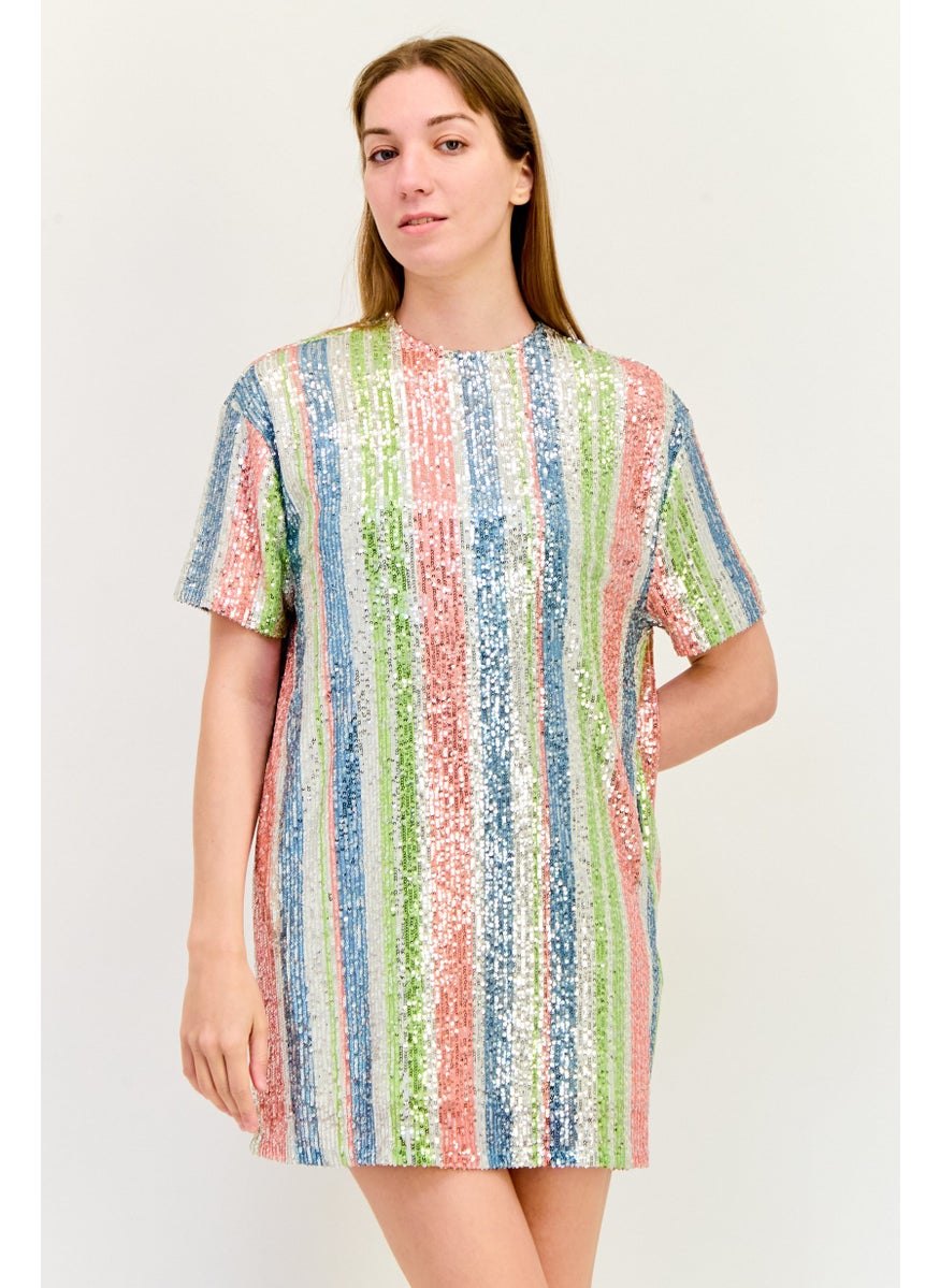 ONLY Women Sequin Detail Mini Dress, Multicolor  - Image 1