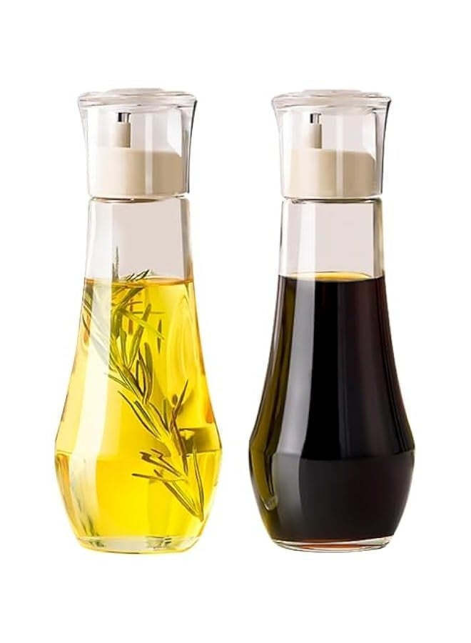 بيوينتي زجاجة موزع زيت الزيتون الماس، الزيت والخل موزع للمطبخ، زجاج أنيق موزع زيت الطبخ، زجاجة حاوية غسيل الفم مع كأس الغطاء، للطاولة، من 10 أوقية - مجموعة من 2 - Image 1