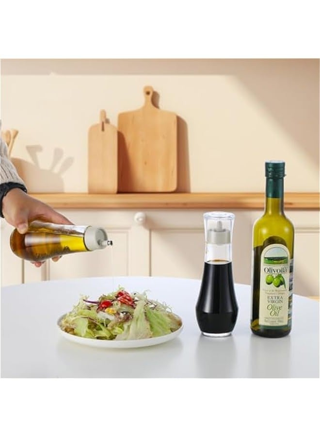 بيوينتي زجاجة موزع زيت الزيتون الماس، الزيت والخل موزع للمطبخ، زجاج أنيق موزع زيت الطبخ، زجاجة حاوية غسيل الفم مع كأس الغطاء، للطاولة، من 10 أوقية - مجموعة من 2 - Image 5