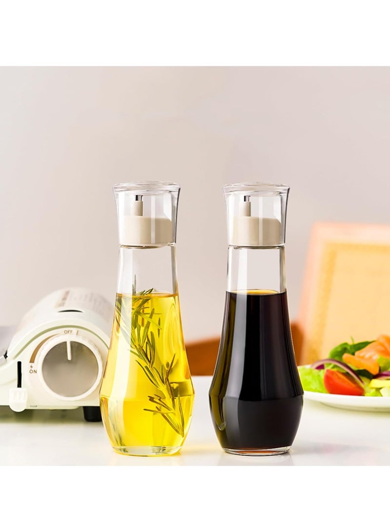 بيوينتي زجاجة موزع زيت الزيتون الماس، الزيت والخل موزع للمطبخ، زجاج أنيق موزع زيت الطبخ، زجاجة حاوية غسيل الفم مع كأس الغطاء، للطاولة، من 10 أوقية - مجموعة من 2 - Image 2